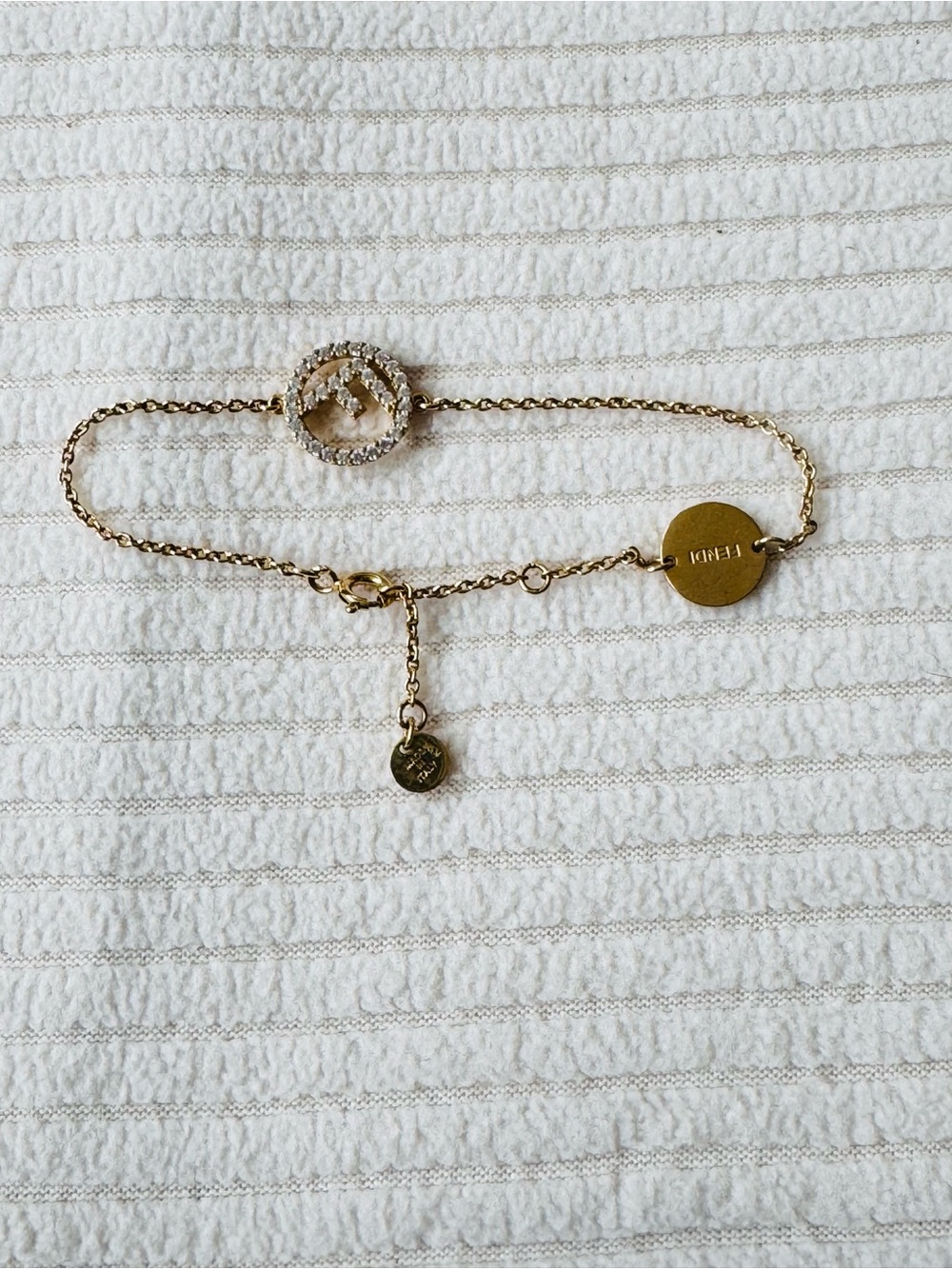 Fendi Gold Crystal Circle Logo Bracelet